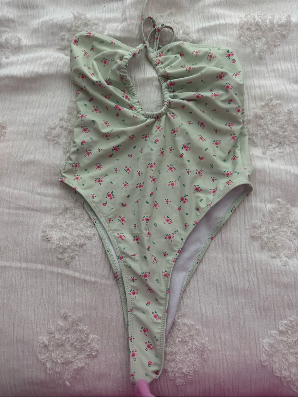 SHEIN Mint Green Floral One-Piece Swimsuit